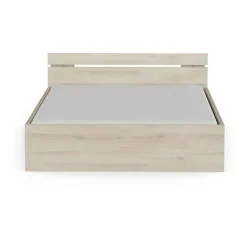 Demeyere Lit adulte MICHIGAN - 160 x 200 cm - Mulitiples rangements - Chene brossé