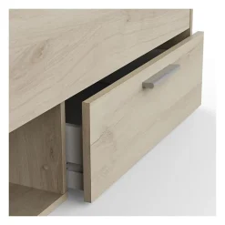 Demeyere Lit adulte MICHIGAN - 160 x 200 cm - Mulitiples rangements - Chene brossé