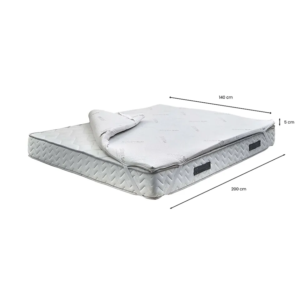 Demolo surmatelas double, Surmatelas pour améliorer la posture, Surmatelas en mousse à mémoire de forme, 140x200xh5 cm
