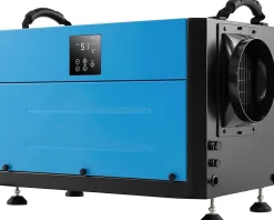 Deshumidificateur d Air Industriel 73,5L/Jour, 20%-90% Humidité, 2 Méthodes Drainage, Bleu