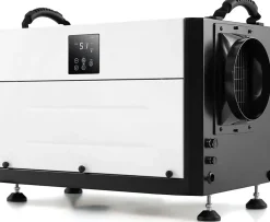 Deshumidificateur d Air Industriel 73,5L/Jour, Panneau de Contrôle, 20%-90% Humidité, 2 Méthodes Drainage Blanc