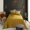 Dessus de lit aspect velours satiné - 240 x 250 cm - Doré