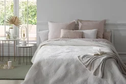 Dessus de lit Feuille - velours - ivoire 240x260 cm - Atmosphera