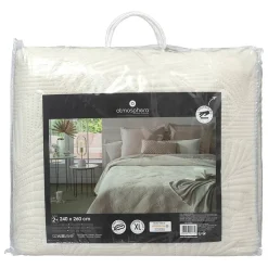 Dessus de lit Feuille - velours - ivoire 240x260 cm - Atmosphera