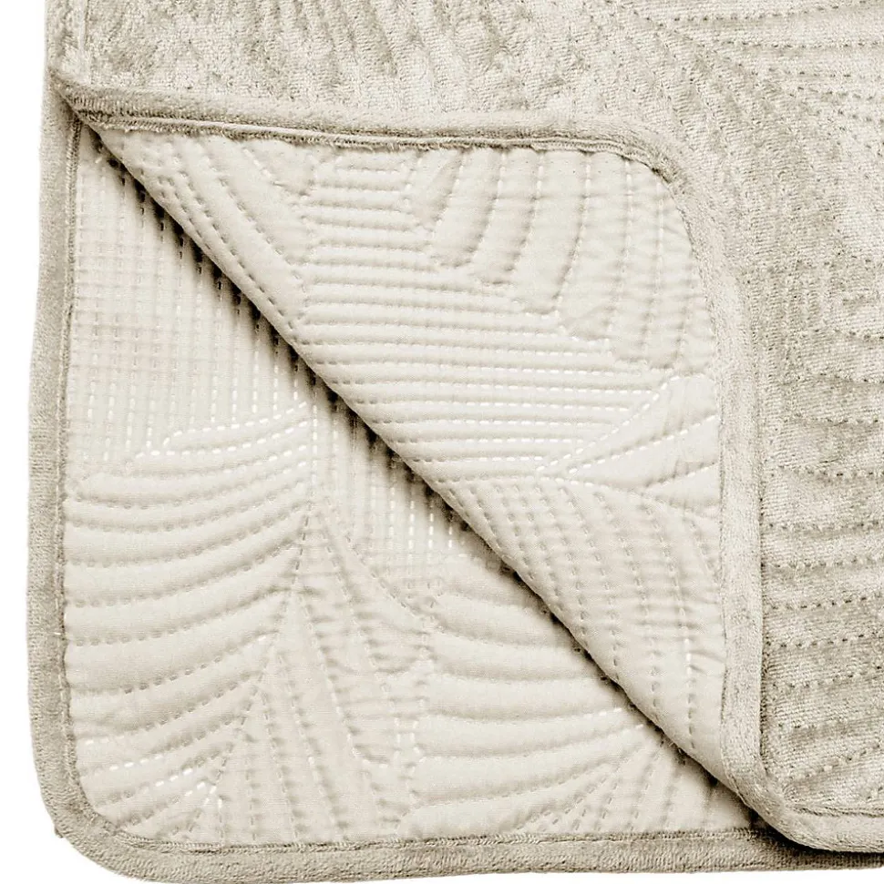 Dessus de lit Feuille - velours - ivoire 240x260 cm - Atmosphera