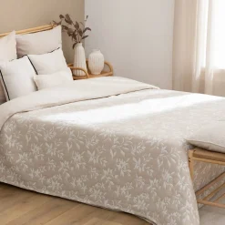 Dessus de lit Nuvia beige lin 260x240cm - Atmosphera
