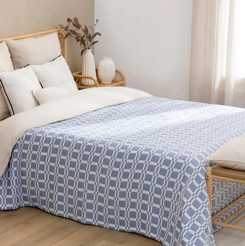 Dessus de lit Nuvia bleu indigo 260x240cm - Atmosphera