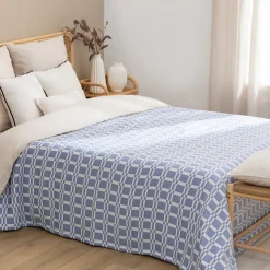 Dessus de lit Nuvia bleu indigo 260x240cm - Atmosphera