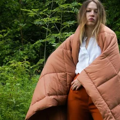 Dessus de lit polyester microfibre 160x240 cm LAZY orange ocre