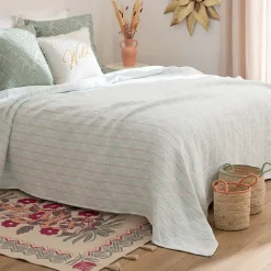 Dessus de lit Wild jacquard bleu clair 240x260cm - Atmosphera