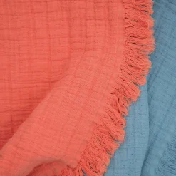 Dessus de lit 230x250 cm BREHAT 100% gaze de coton bleu orage