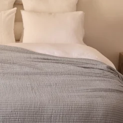 Dessus de lit 230x250 cm en coton lavé SEVILLE gris bronze