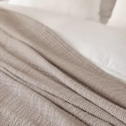 Dessus de lit 230x250 cm en coton lavé SEVILLE gris bronze