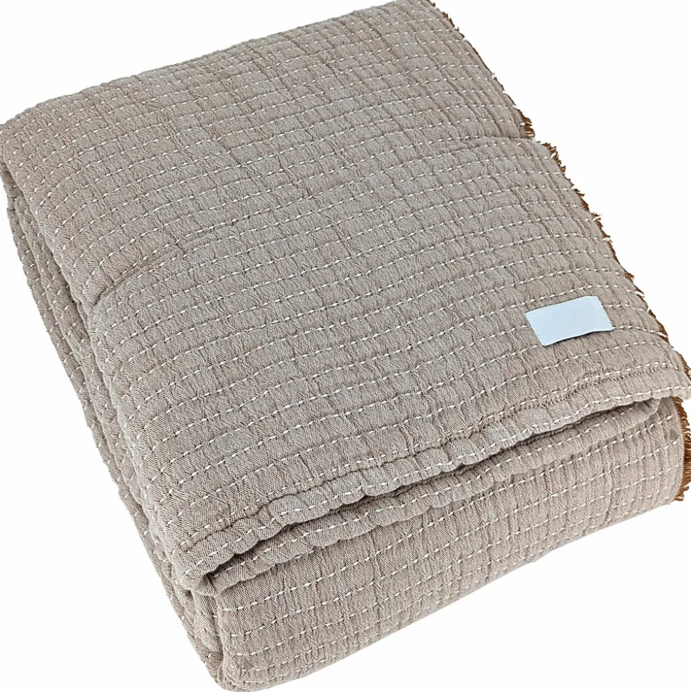 Dessus de lit 270x250 cm en coton lavé SEVILLE gris bronze