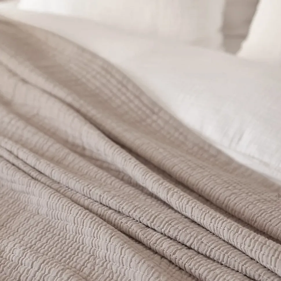 Dessus de lit 270x250 cm en coton lavé SEVILLE gris bronze