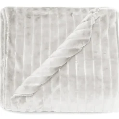 Dessus de lit 260x230 cm HERMINE fausse fourrure blanc Neige