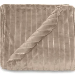 Dessus de lit 260x230 cm HERMINE fausse fourrure beige Naturel