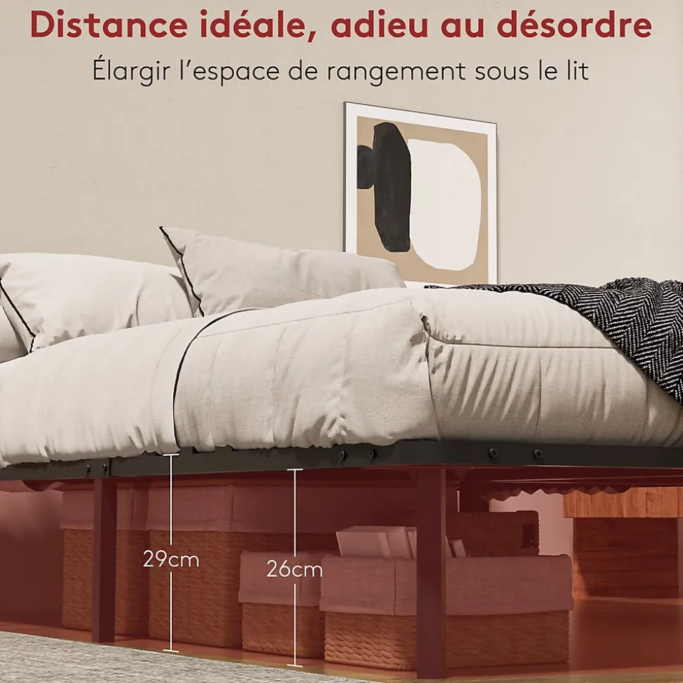 Dewinner Sommier à Lattes sur Pieds, Lit 2x13 Lattes, 7 Pieds Inclus, 140x200CM