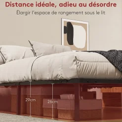Dewinner Sommier à Lattes sur Pieds,Lit 2x14 Lattes,7 Pieds Inclus,160x200 CM