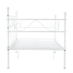 Divan en Acier Canapé Lit Simple en Métal 200 x 90 cm Blanc en.casa