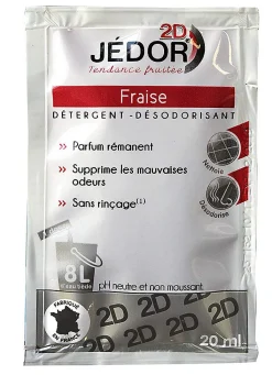 Dosettes 2D détergent nettoyant désodorisant - Jédor - Parfum Fraise (100 dosettes)