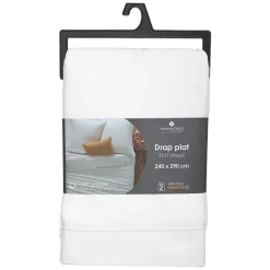 Drap en coton - blanc 240x290 cm - Atmosphera