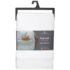 Drap en coton - blanc 240x290 cm - Atmosphera