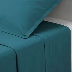 Drap en coton - bleu canard - 180x290 cm - Atmosphera