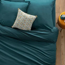 Drap en coton - bleu canard 240x290 cm - Atmosphera