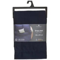 Drap en coton - bleu encre - 180x290 cm - Atmosphera
