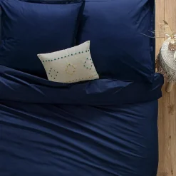 Drap en coton - bleu encre - 180x290 cm - Atmosphera