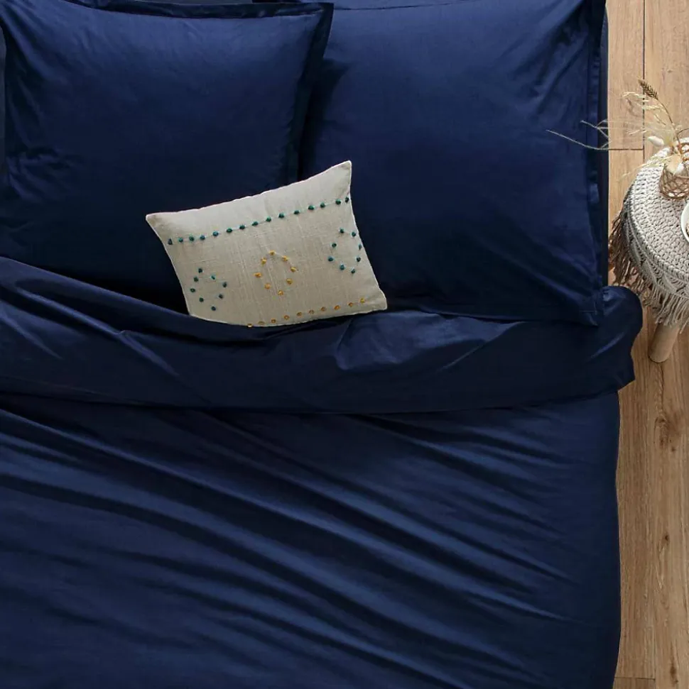 Drap en coton - bleu encre 240x290 cm - Atmosphera