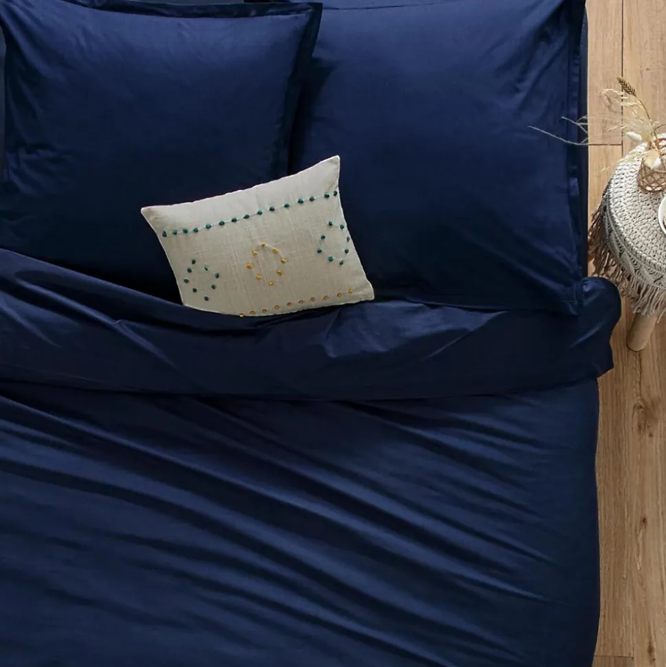 Drap en coton - bleu encre 240x290 cm - Atmosphera