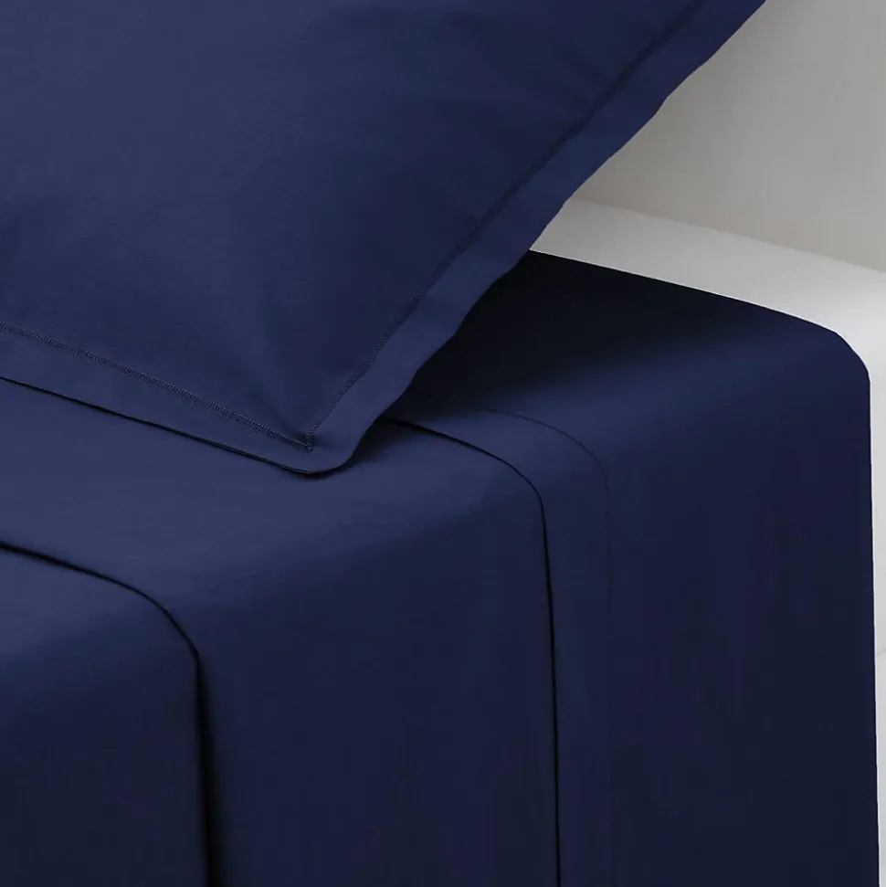 Drap en coton - bleu encre 240x290 cm - Atmosphera