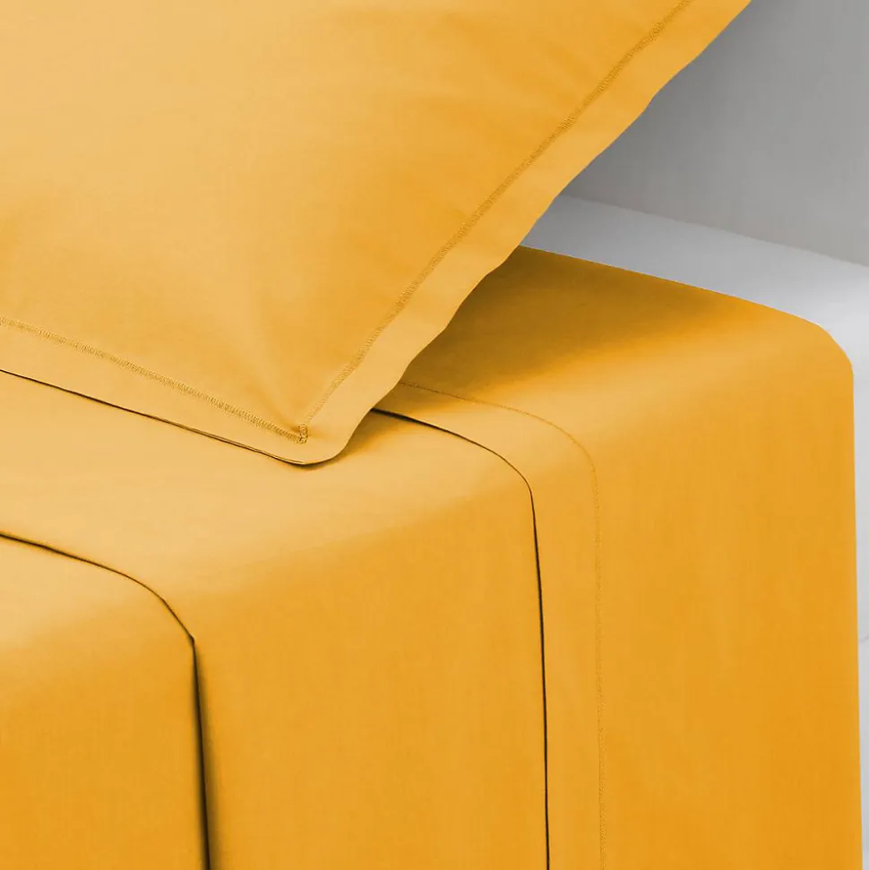 Drap en coton - jaune moutarde 240x290 cm - Atmosphera
