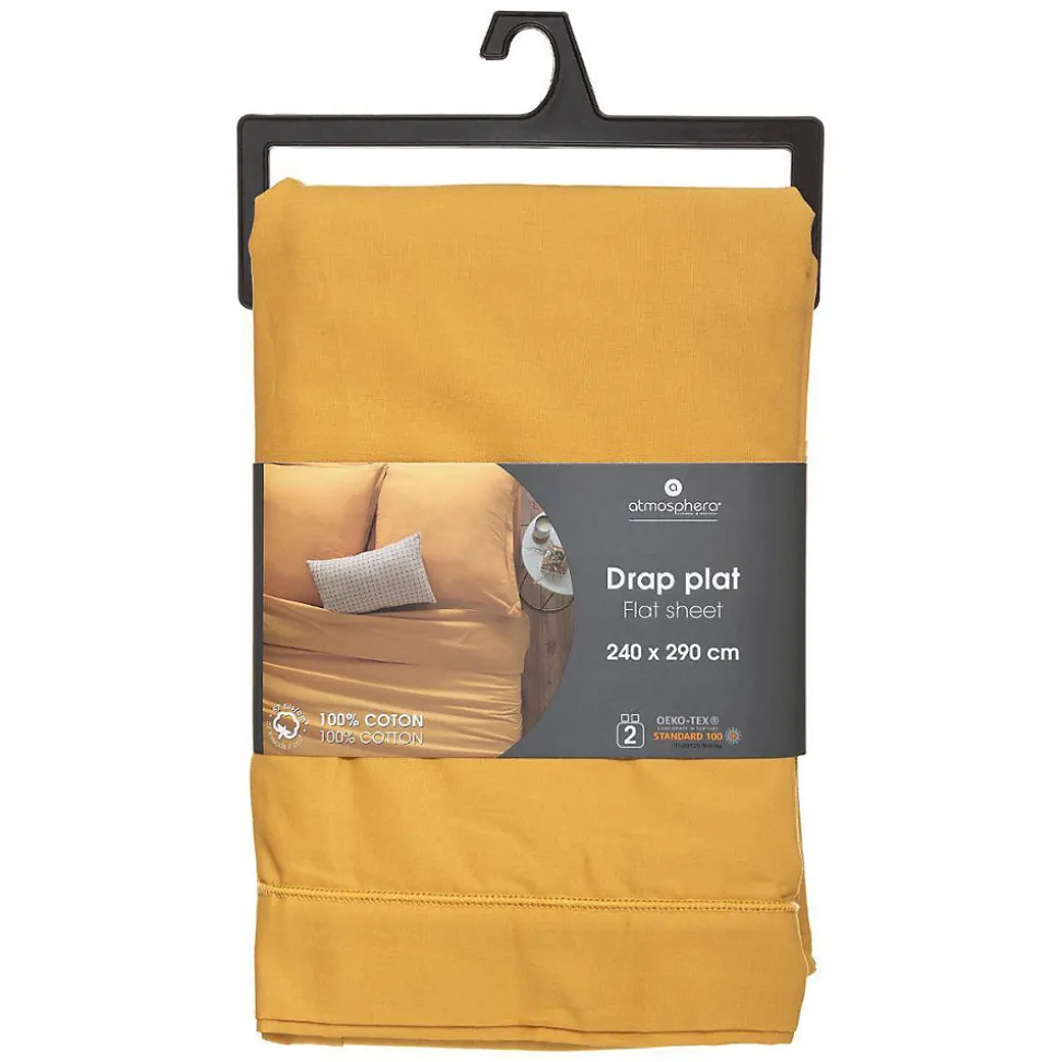 Drap en coton - jaune moutarde 240x290 cm - Atmosphera