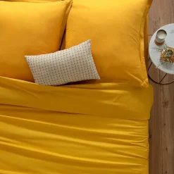 Drap en coton - jaune moutarde 240x290 cm - Atmosphera