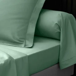 DRAP HOUSSE 2 PERSONNES PERCALE UNI 78 FILS PERCALINE TILLEUL - 160x200cm - Vert tilleul