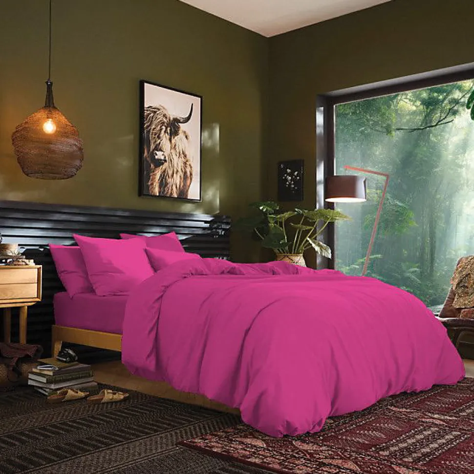 Drap housse 160 x 200 cm bonnet 30 cm "Prémium" pour lit 2 places - Prémium Magenta
