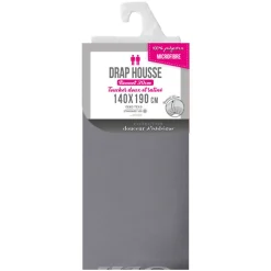 Drap housse 140 x 190 cm bonnet 30 cm Mmicrofibre Oscar Anthracite