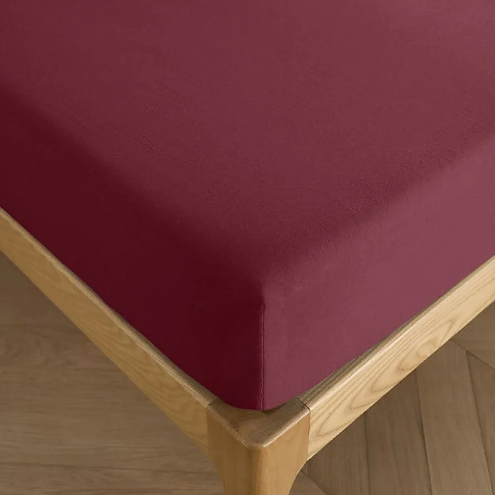 Drap housse 90 x 190 cm bonnet 30 cm "Prémium" pour lit 1 place - Prémium Grenat