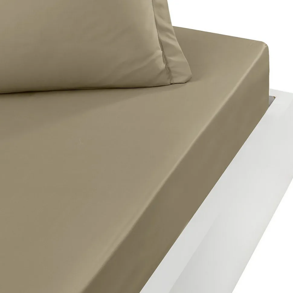 Drap housse bonnet 40 cm en percale coton PLUSTaupe 80x200 cm SOFT PERCALE