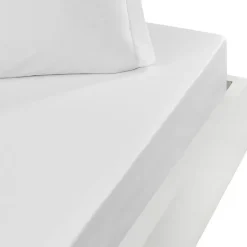 Drap housse bonnet 40 cm en percale coton PLUSBlanc 160x200 cm SOFT PERCALE