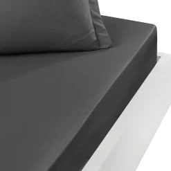 Drap housse bonnet 40 cm en percale coton PLUSAnthracite 80x200 cm SOFT PERCALE