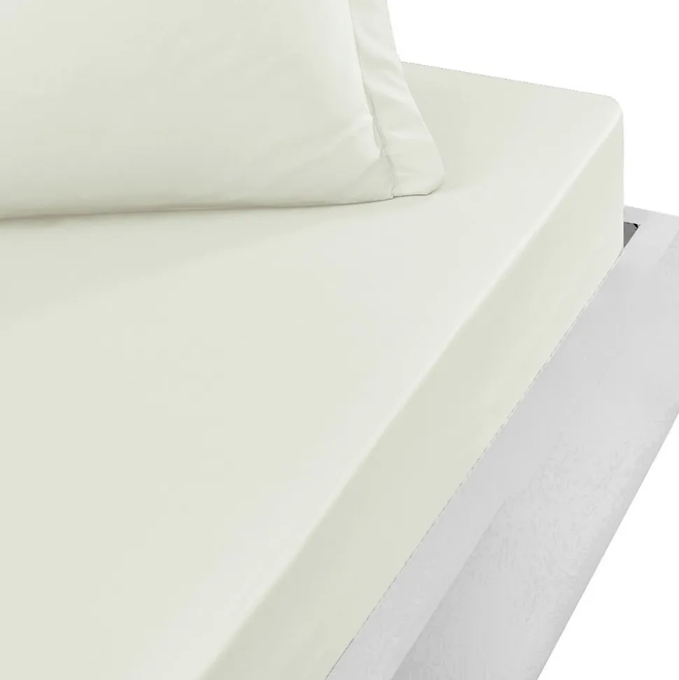 Drap housse bonnet 40 cm en percale coton PLUSEcru 140x200 cm SOFT PERCALE