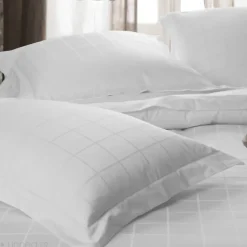 Drap housse CONCERTO satin de coton 180x200 cm bonnet 35 cm uni blanc Neige