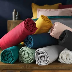 Drap housse coton 57 fils noir 90 x 190 cm