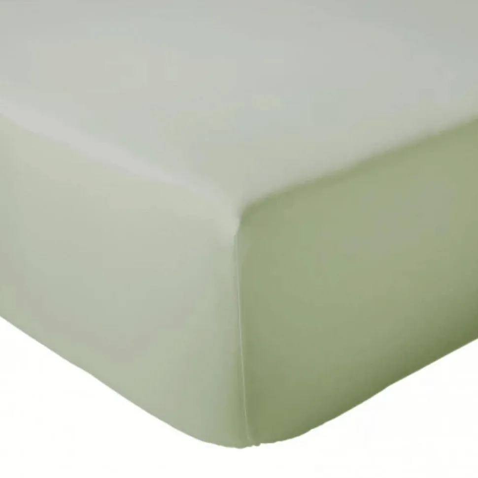 Drap Housse coton bonnet 23 cm fabriqué en France (180x190 cm - Vert clair)