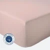 Drap Housse coton bonnet 23 cm fabriqué en France (90x190 cm - Rose Clair)