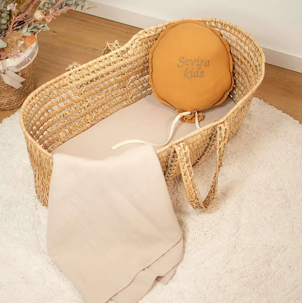 Drap housse couffin en double gaze à carreaux